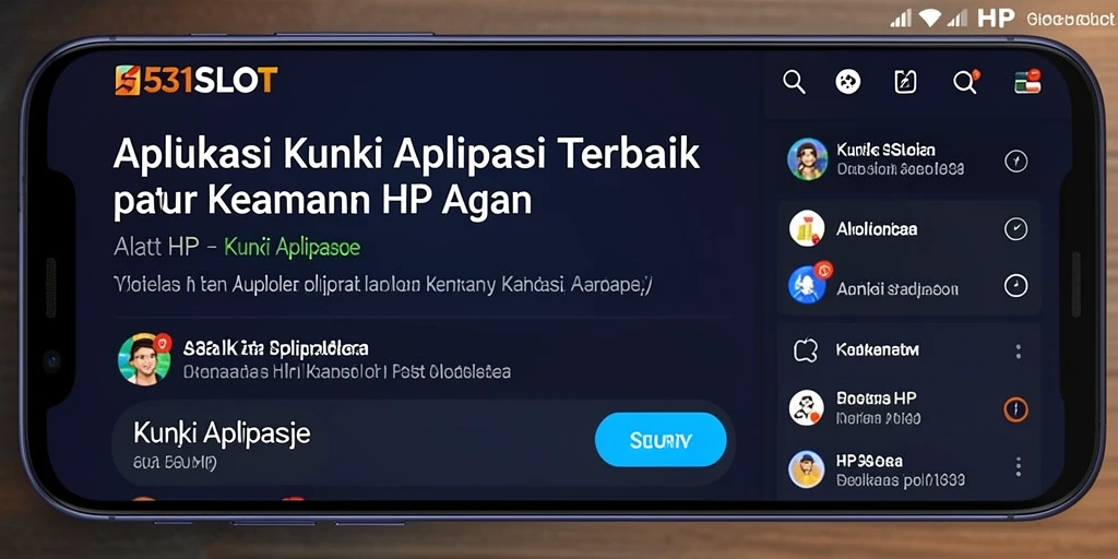Antarmuka aplikasi Kunci Aplikasi 531SLOT yang modern dan aman.