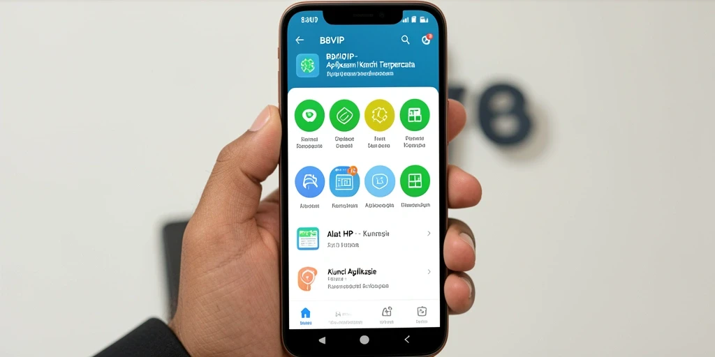 Antarmuka B8VIP dengan berbagai pilihan kunci aplikasi.