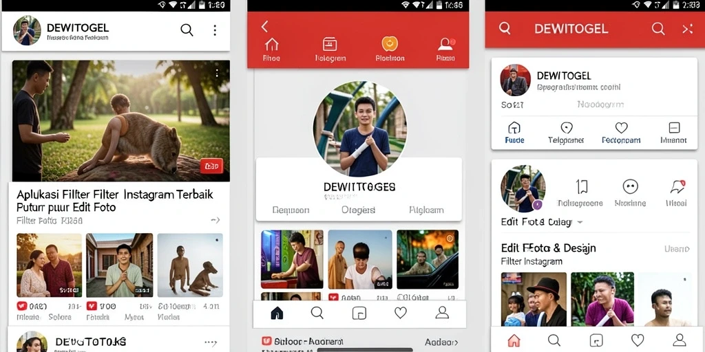 Antarmuka DEWITOGEL dengan filter Instagram yang menawan.