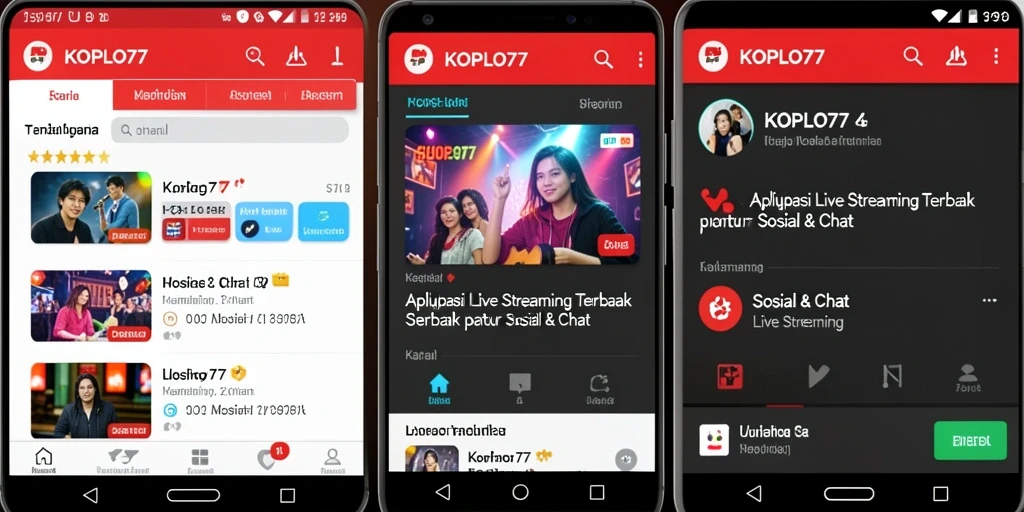 Screenshot antarmuka KOPLO77 yang menampilkan fitur Live Streaming yang interaktif.