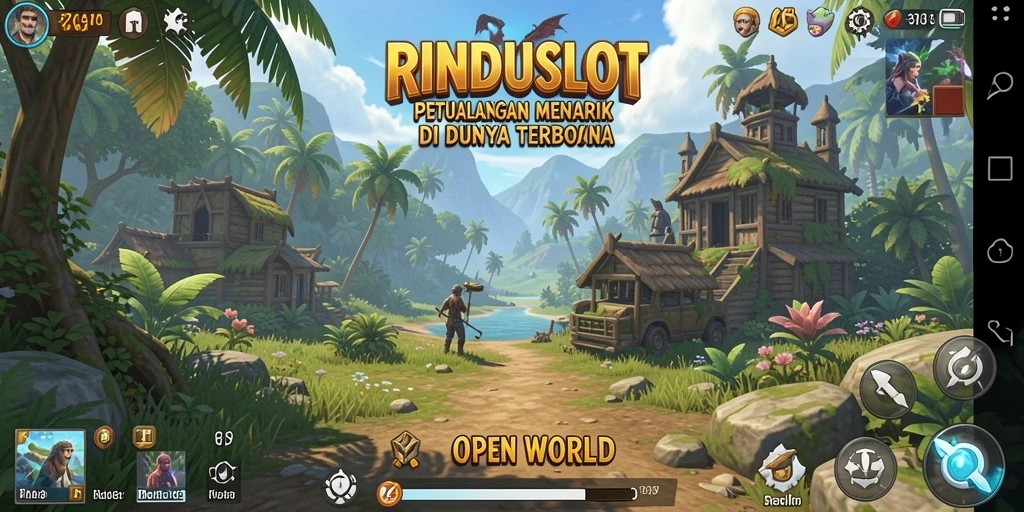 Antarmuka RINDUSLOT yang menarik dan interaktif dalam dunia terbuka.