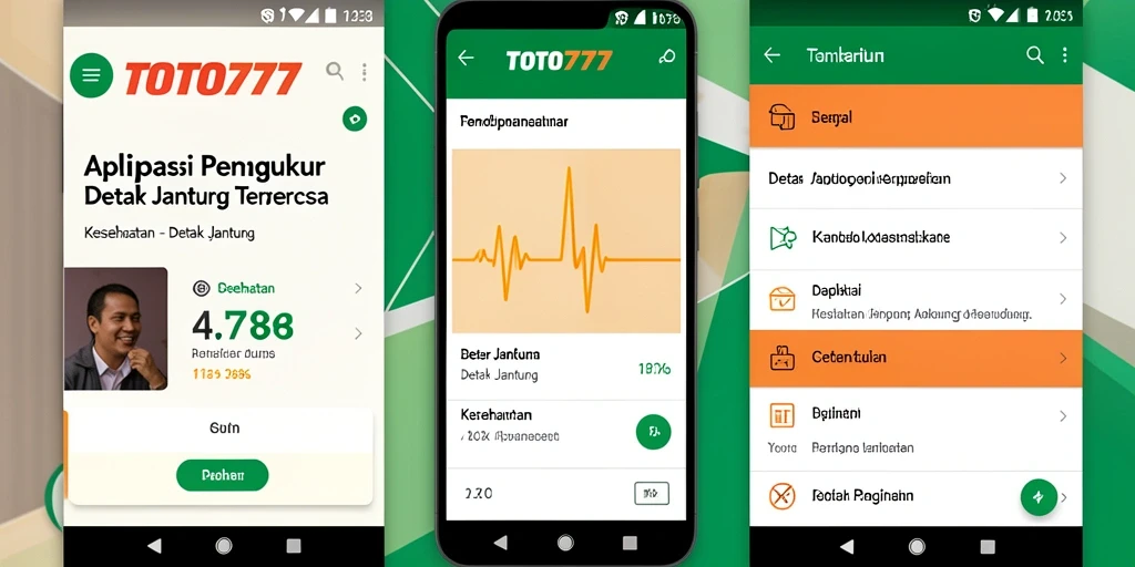 Tampilan antarmuka aplikasi TOTO777 untuk detak jantung.