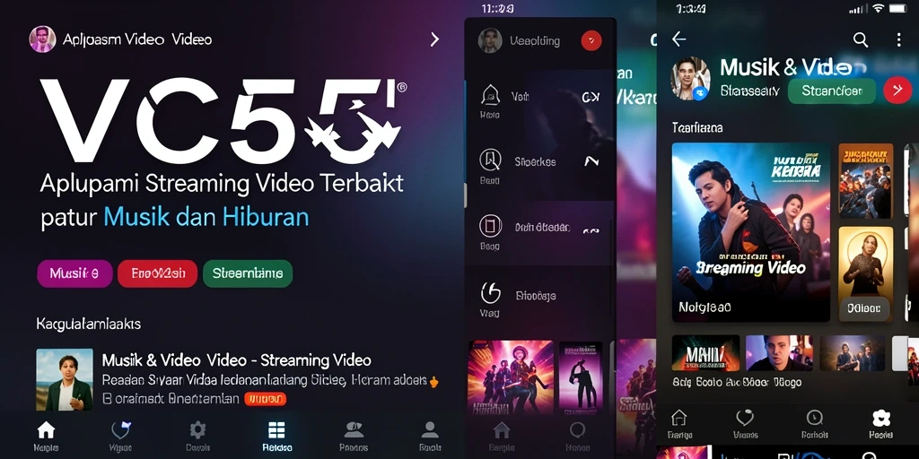 Tampilan antarmuka VC55 yang user-friendly untuk streaming video.