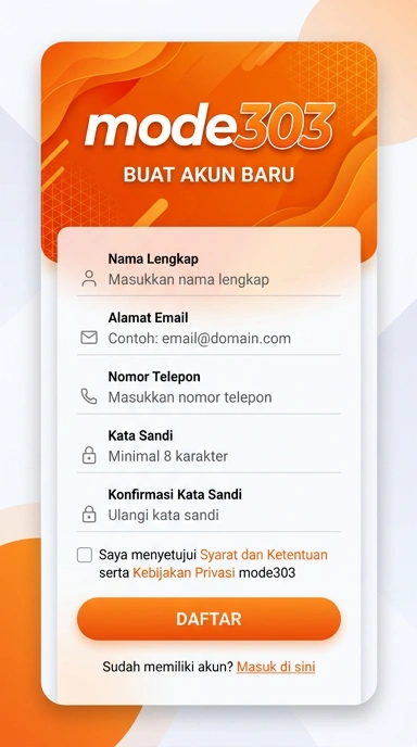 Cara Mudah Registrasi Akun mode303 untuk Android